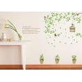 A Cage Hanging On The Branch And The Leaves Falling Wall Sticker
